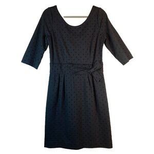 Kate Spade NY sz10  Black Polka Dot Dress w/ Bow Detail Low Back Zip Kick Pleat